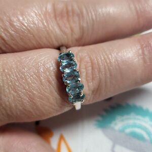Sky Blue Topaz 5 stone Sterling Silver Ring